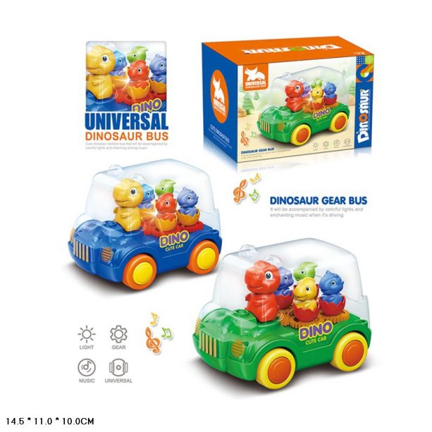 Electric Universal Dinosaur Gear Bus With Light & Music