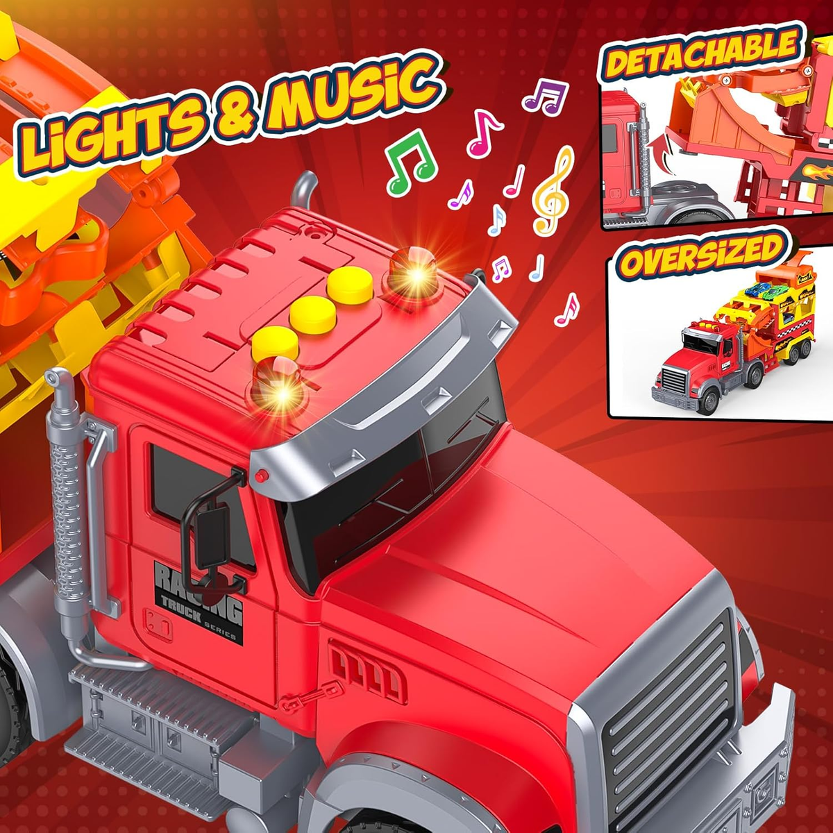 2in1 Ejection Foldable Truck Track Set - 2Pcs Alloy Cars