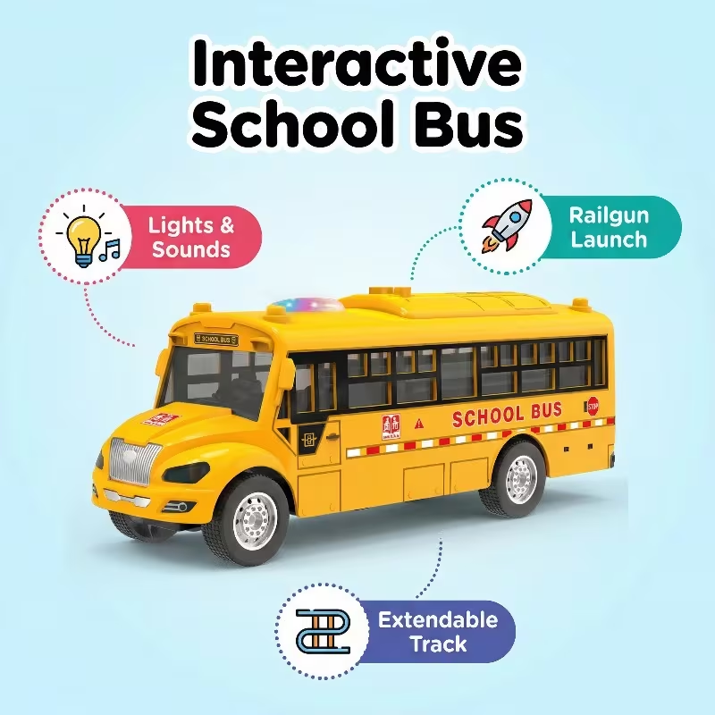 2in1 Foldable School Bus With 6Pcs Cars