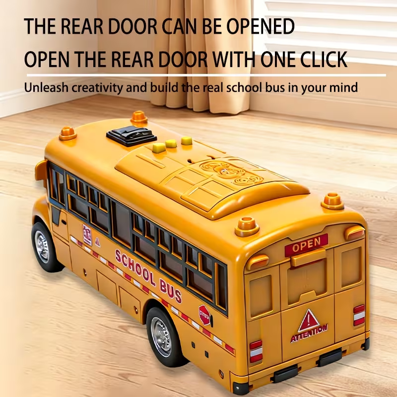2in1 Foldable School Bus With 6Pcs Cars