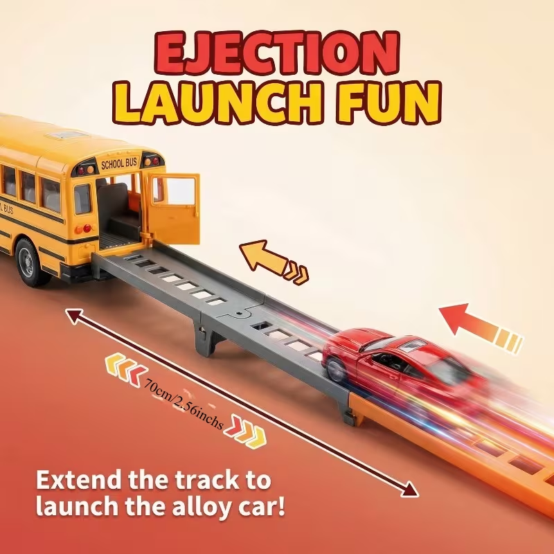 2in1 Foldable School Bus With 6Pcs Cars