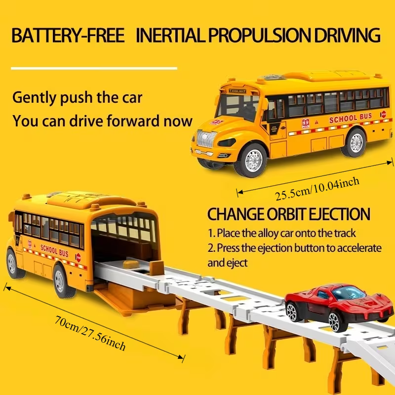 2in1 Foldable School Bus With 6Pcs Cars