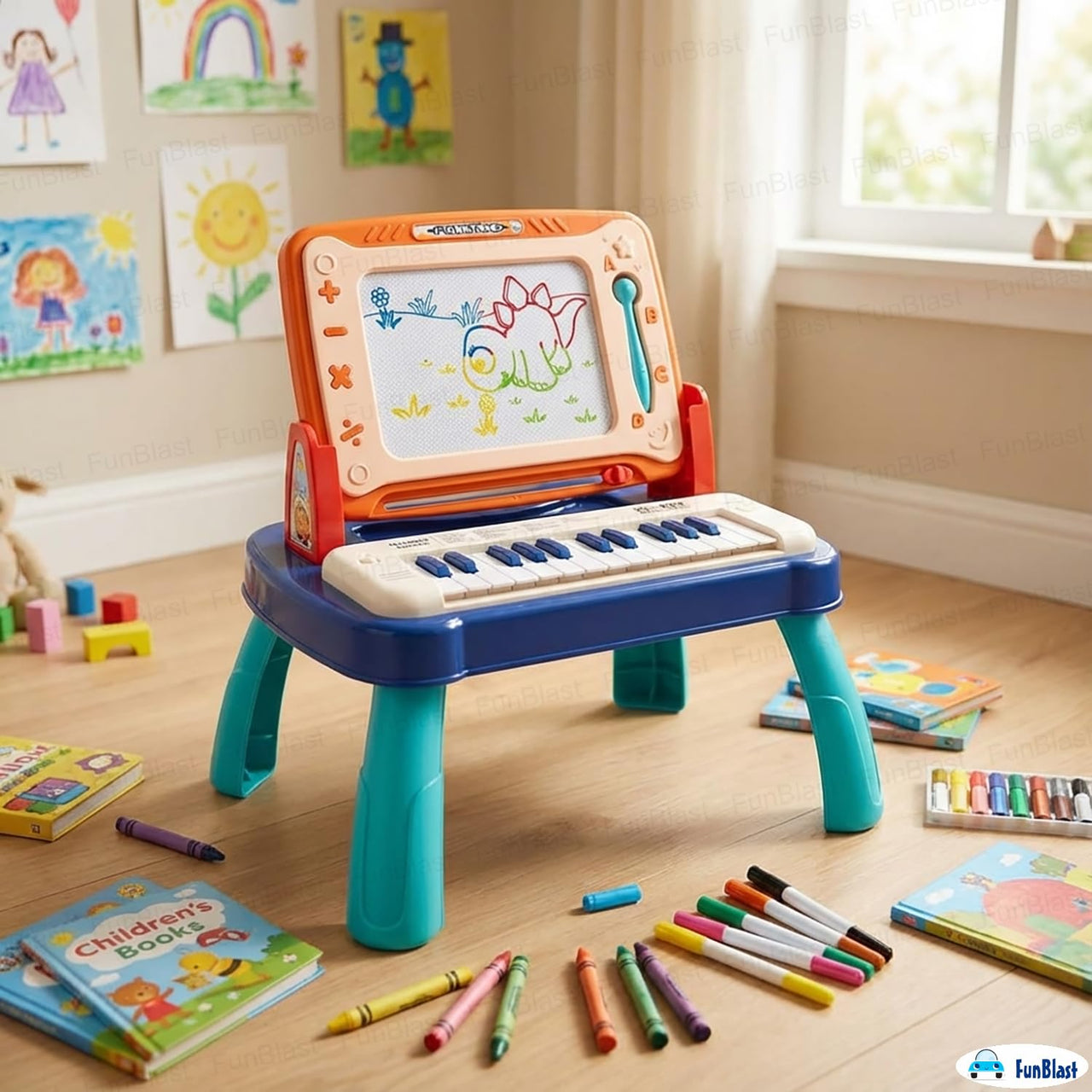 2in1 Kids Electronic Organ Piano & Drawing Board