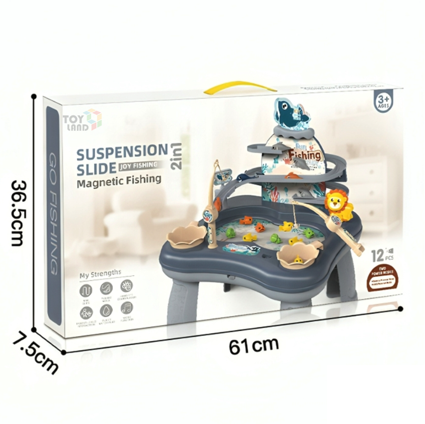 2in1 Kids Suspension Slide & Magnetic Fishing Game Table