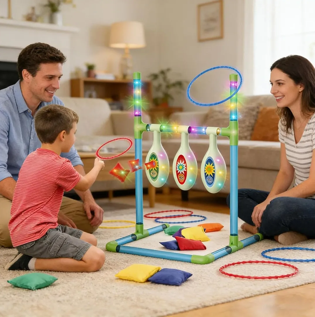 2in1 Light-up Ring Toss & Bean Bag Throwing Game