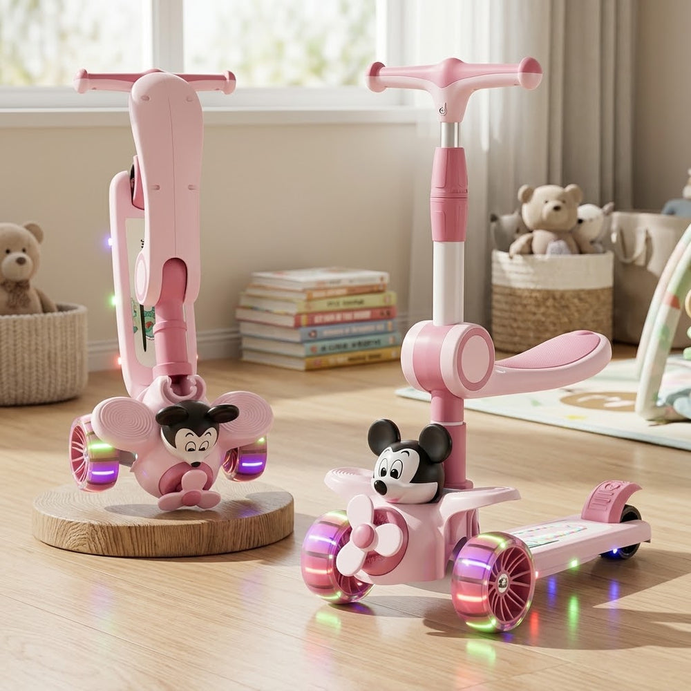 2in1 Mickey Adjustable Height Kids Scooter - Pink