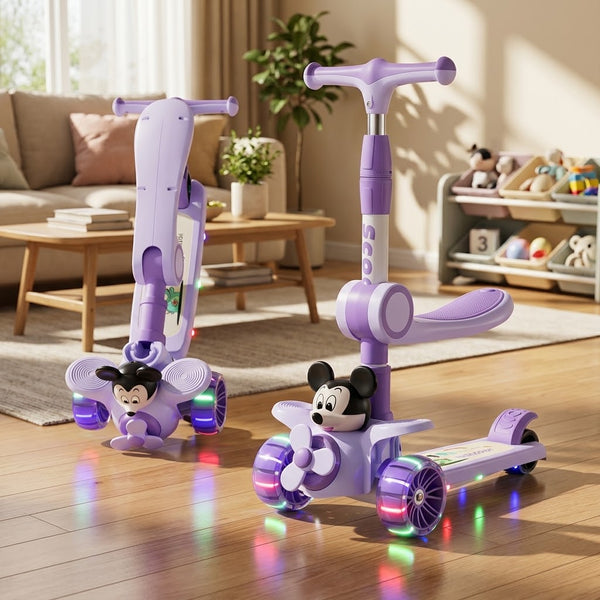 2in1 Mickey Adjustable Height Kids Scooter - Purple