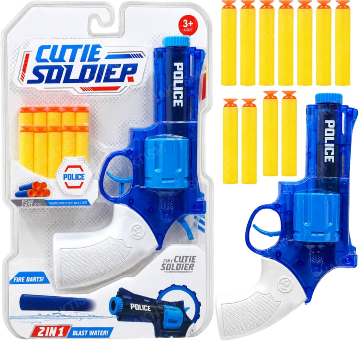 2in1 Police Protector Soft Bullet & Water Shooting Revolver