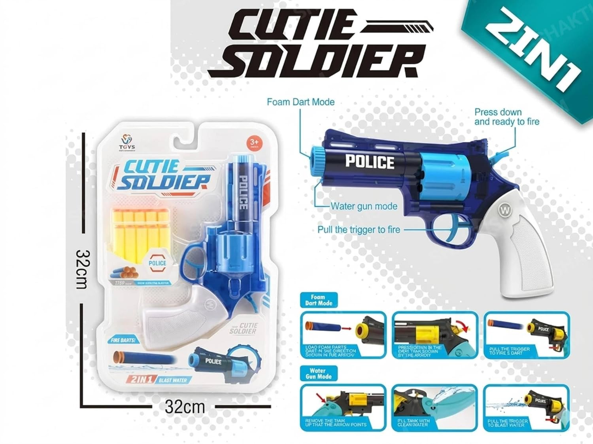 2in1 Police Protector Soft Bullet & Water Shooting Revolver