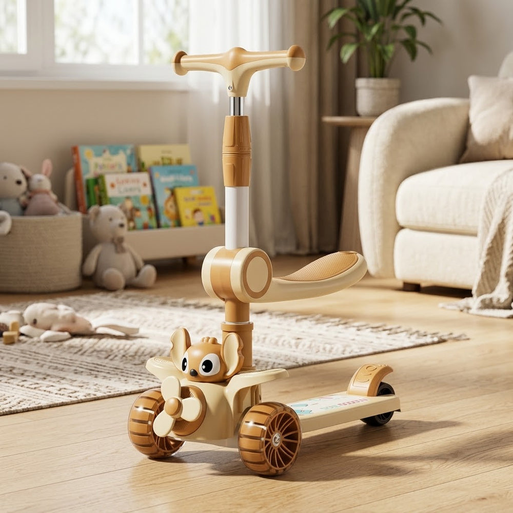 2in1 Stitch Adjustable Height Kids Scooter - Brown