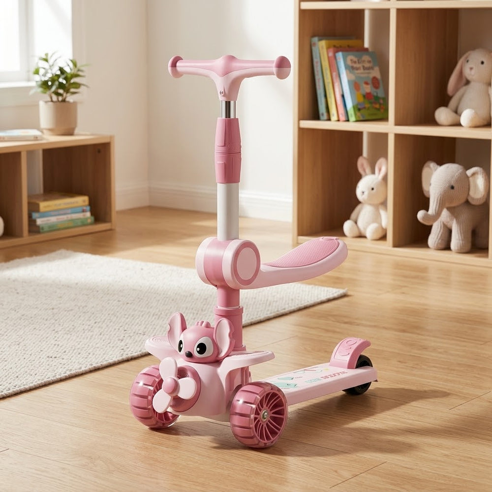 2in1 Stitch Adjustable Height Kids Scooter - Pink