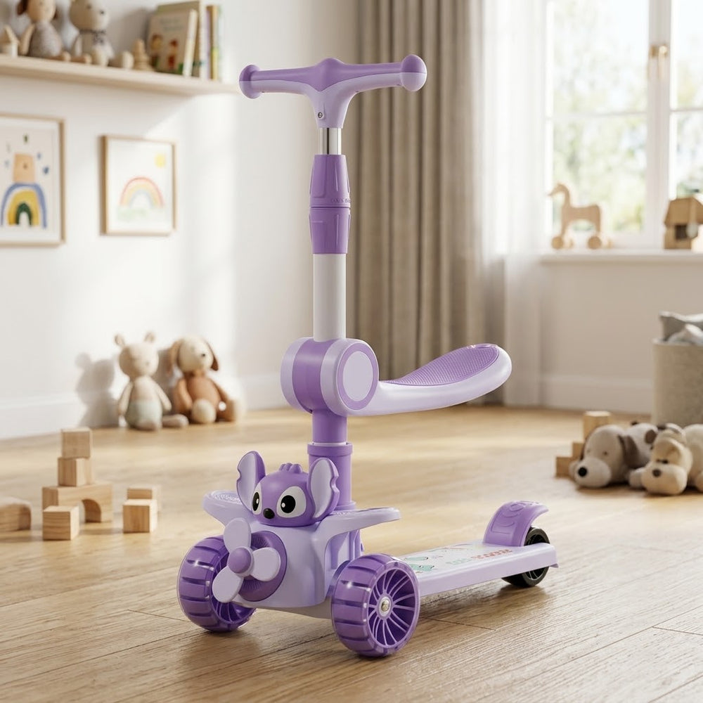 2in1 Stitch Adjustable Height Kids Scooter - Purple