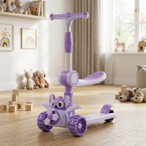 2in1 Stitch Adjustable Height Kids Scooter - Purple