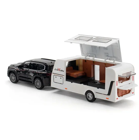 1:32 Diecast Land Cruiser Car With Trailer