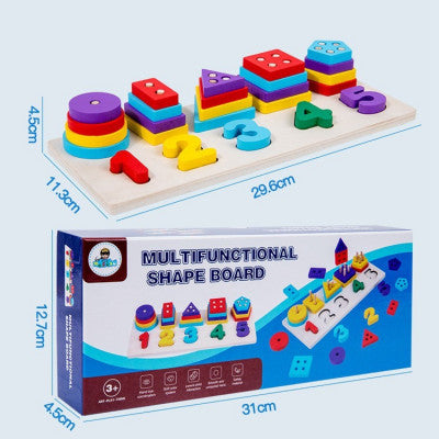 2in1 Wooden Shape & Numbers Learning Board