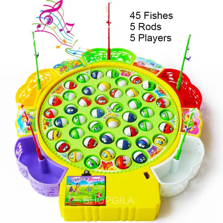 Electric 5 Players Musical Fishing Game With 45 Fish