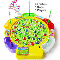 Electric 5 Players Musical Fishing Game With 45 Fish