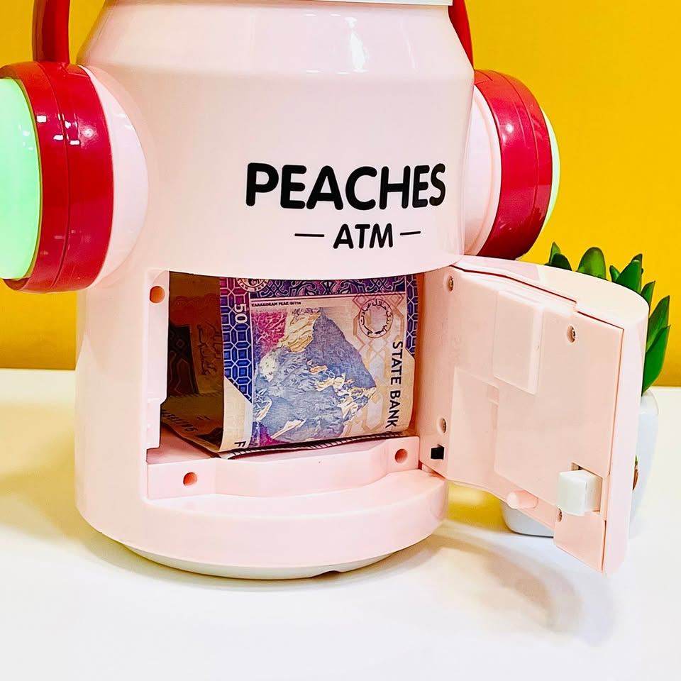 Premium Peaches Piggy Bank ATM Money Box