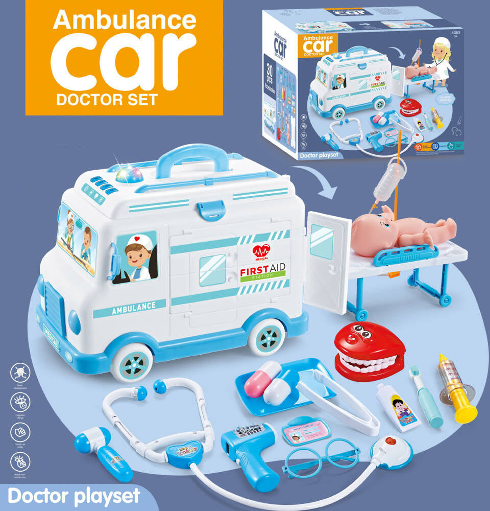 30Pcs Kids Ambulance Car With Doctor Set