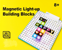 30Pcs Kids Light-Up Magnetic Building Blocks 
