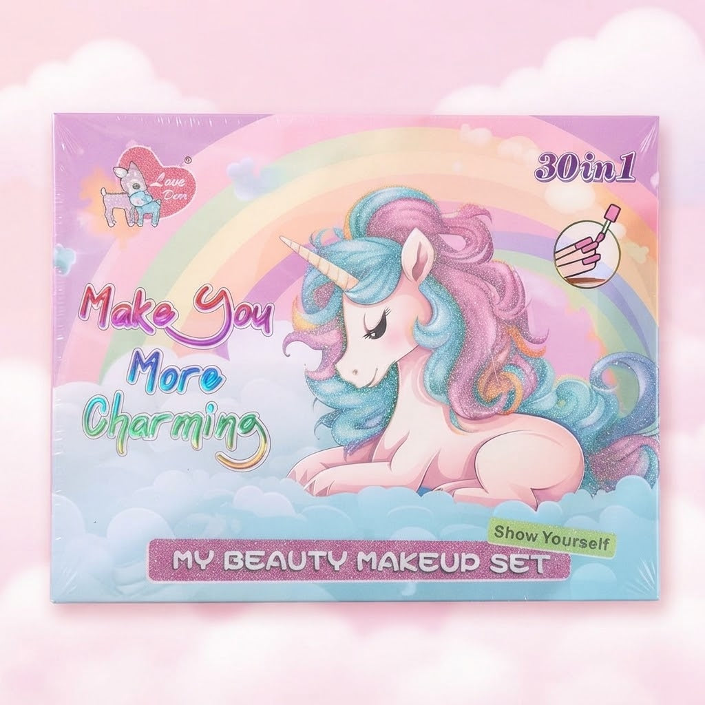 30in1 Unicorn Themed Realistic Girls Makeup Kit