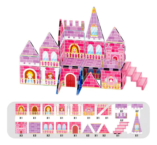 30Pcs Princess Castle Themed Magnetic Building Blocks
