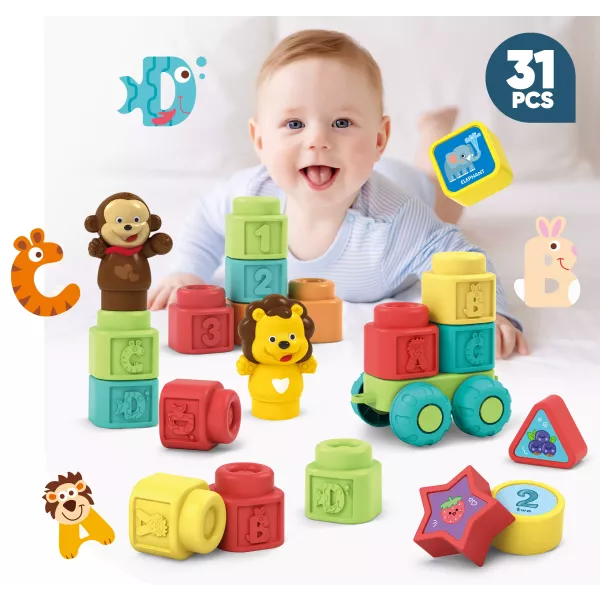 31Pcs Baby Soft Building Blocks Set