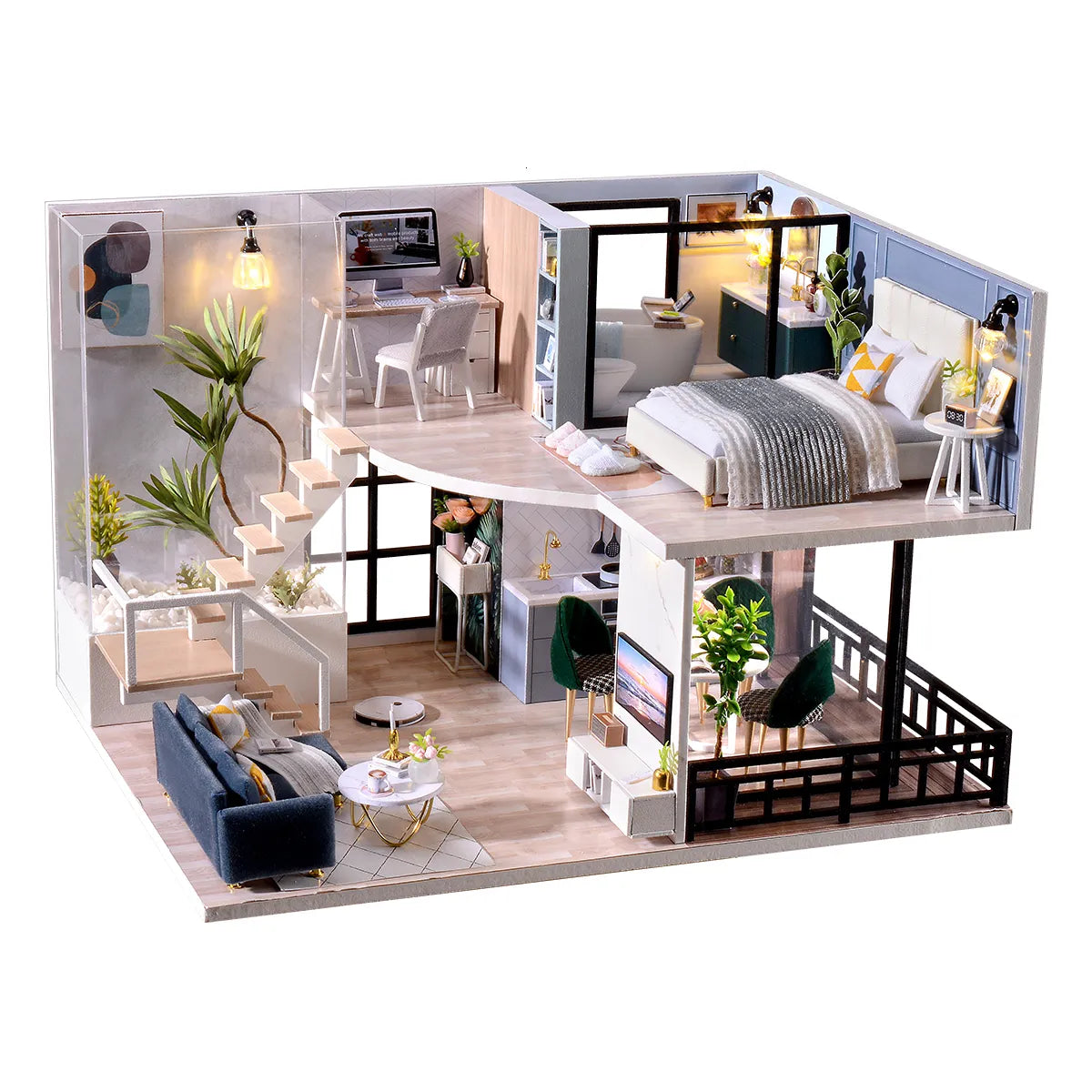 DIY Miniature Modern Luxury Home With LED Lights