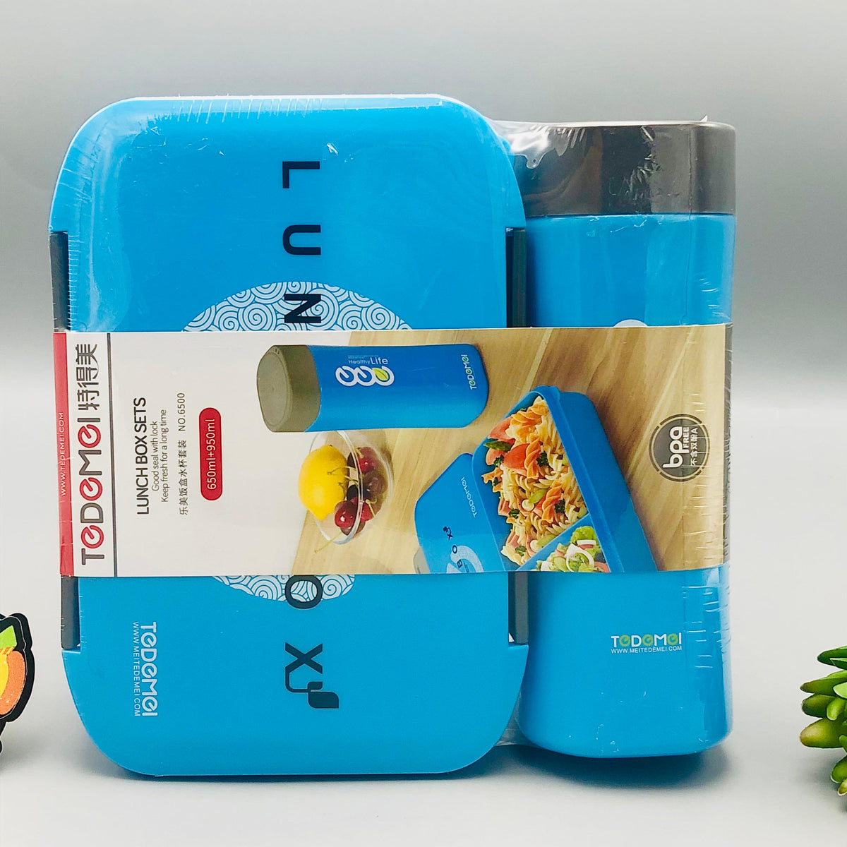 2in1 Premium Plastic Lunch Box & Water Bottle - Blue