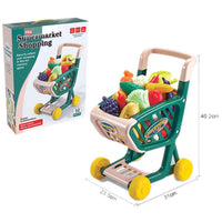 32Pcs Kids Pretend Super Market Shopping Cart
