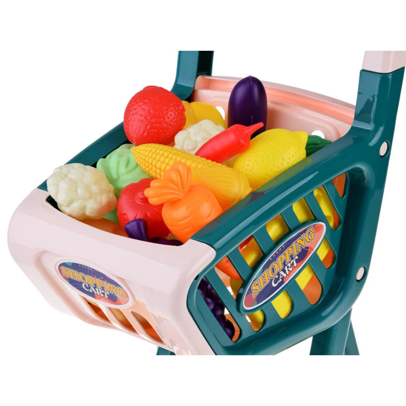 32Pcs Kids Pretend Super Market Shopping Cart