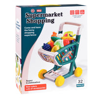 32Pcs Kids Pretend Super Market Shopping Cart