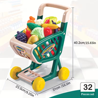 32Pcs Kids Pretend Super Market Shopping Cart