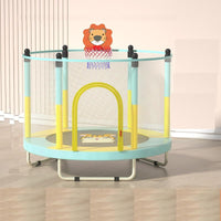 150' x 110'cm Kids Jumping Trampoline With Hoop & Protective Net