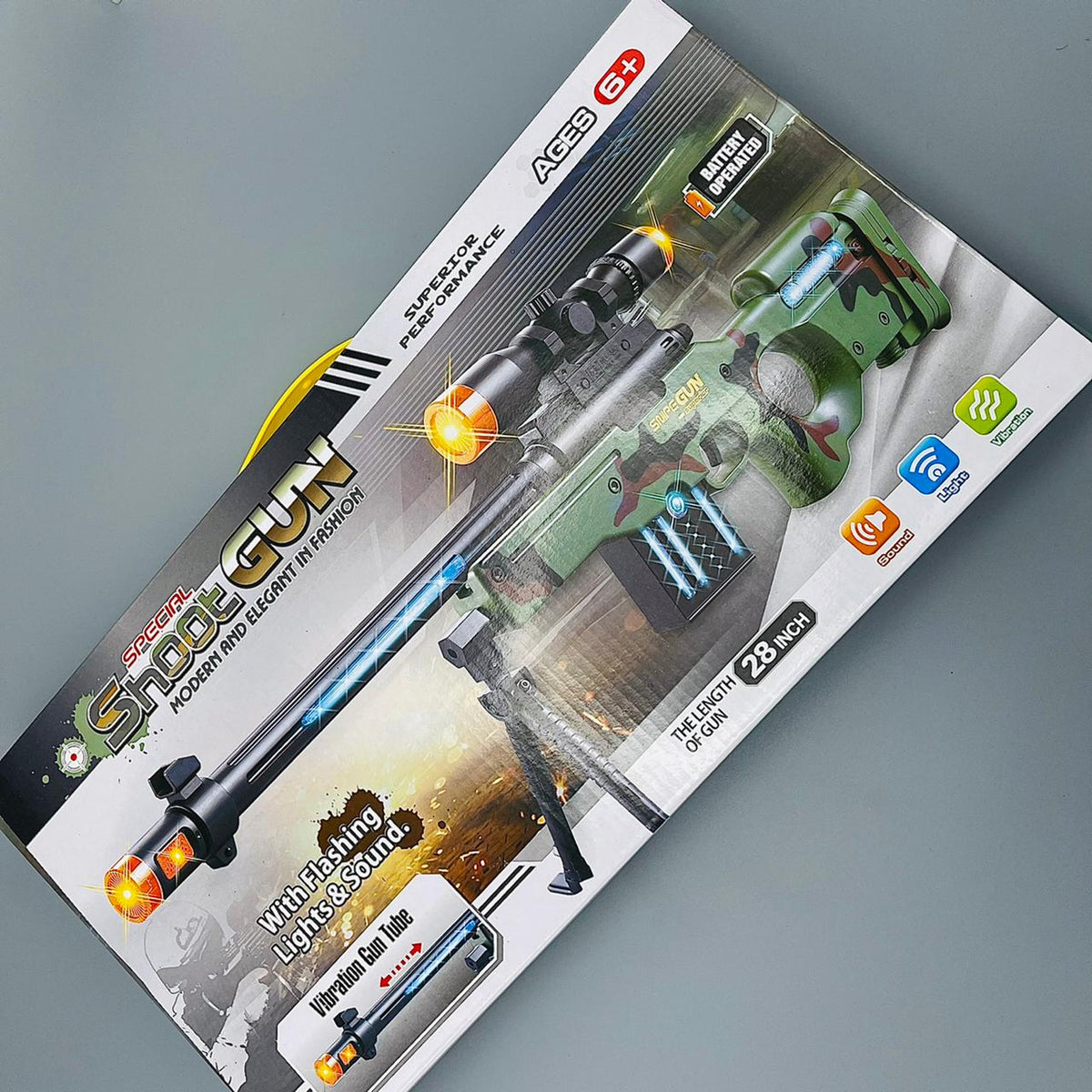 Military Toy Gun with Lights, Sound & Vibration