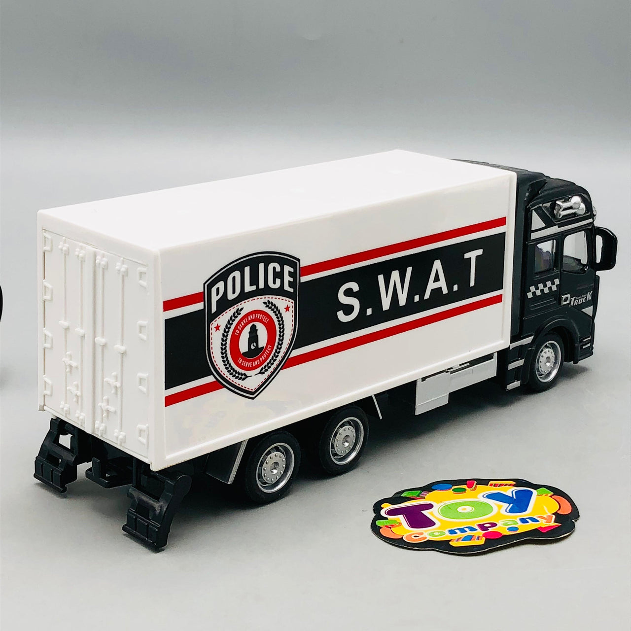 1Pc Alloy Pullback Police Container Truck