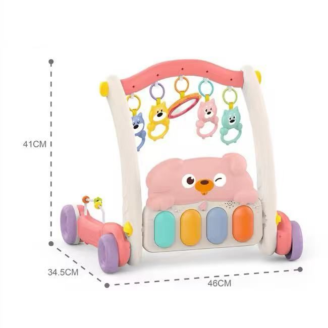 Huanger 2in1 Baby Walker & Piano Play Gym - Pink