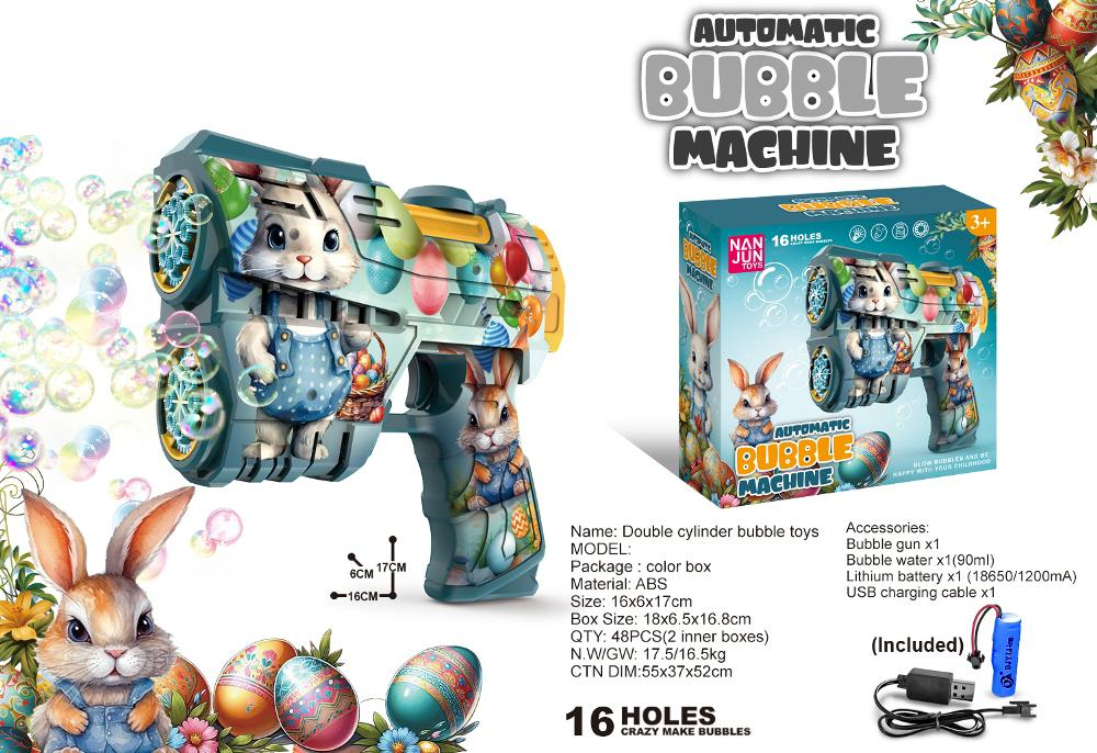16 Holes Easter Bunny Themed Colorful Bubble Gun