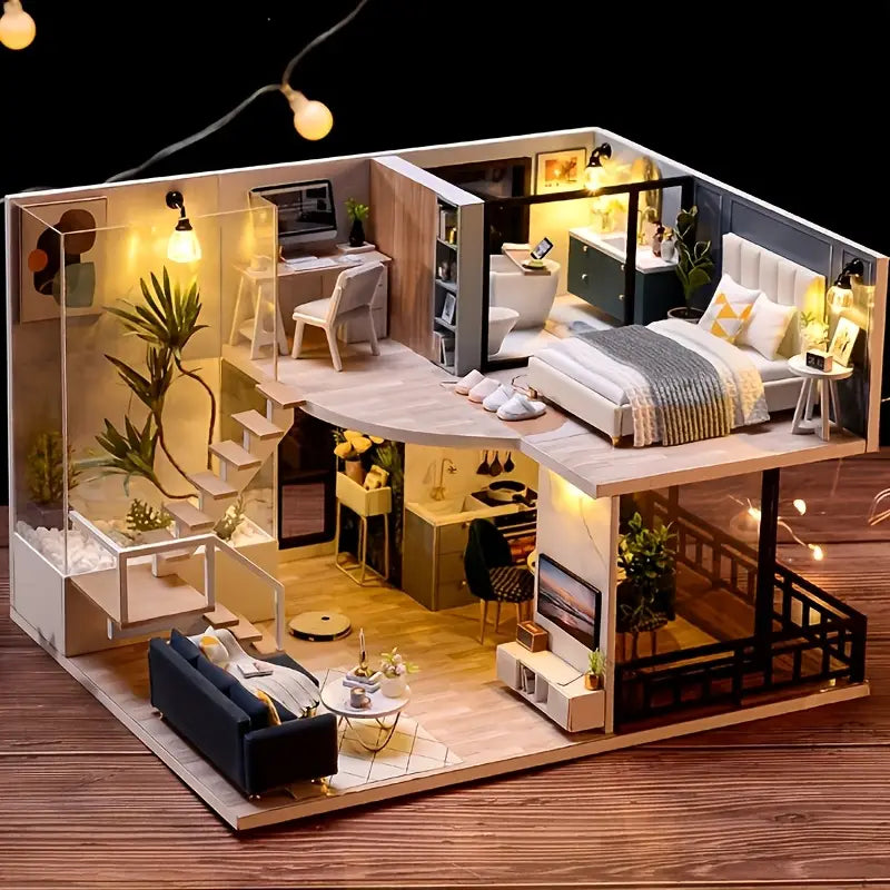 DIY Miniature Modern Luxury Home With LED Lights