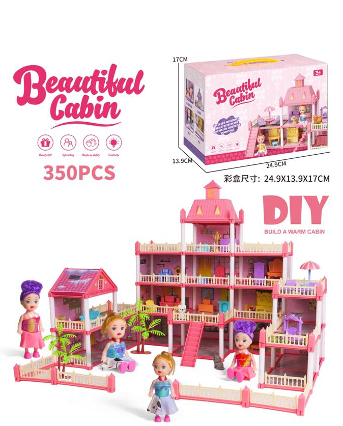 350Pcs DIY Beautiful Cabin Luxury Doll House