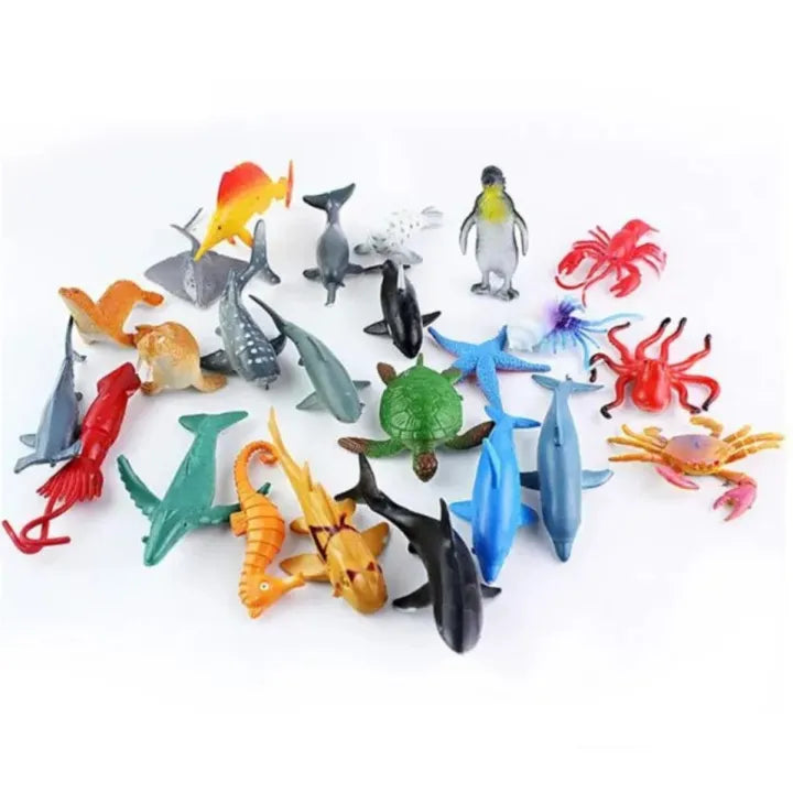 25Pcs Kids Wild Sea Animal World Toy With Storage Box
