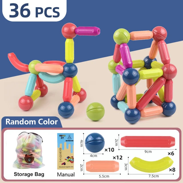 36 Pcs Magnetic Stick & Link With Storage Bag