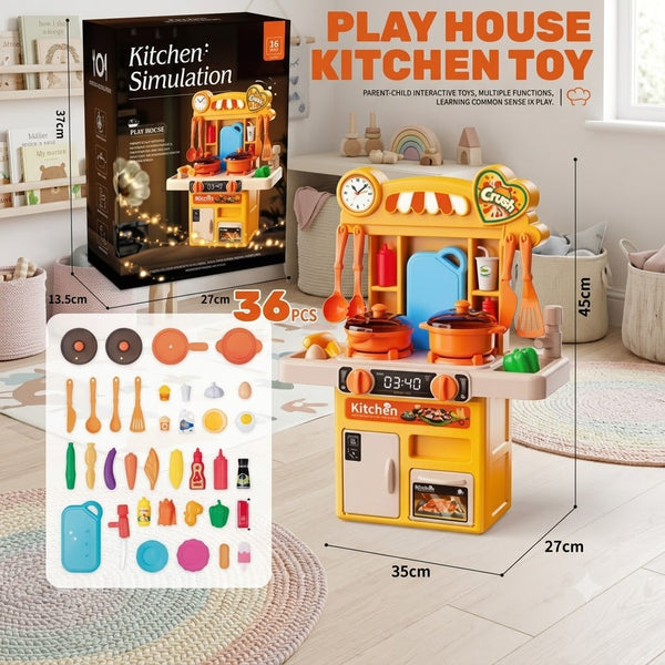 36Pcs DIY Pretend Play Kids Mini Kitchen Set