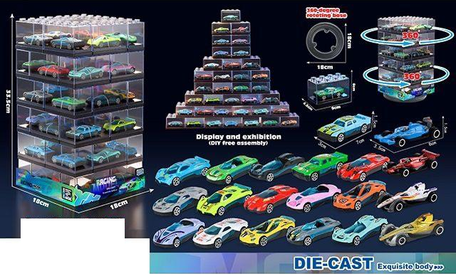 36Pcs Mini Diecast Cars Set With Acrylic Display Box
