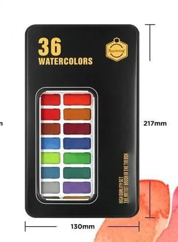 36Pcs Water Colors With Tin Box