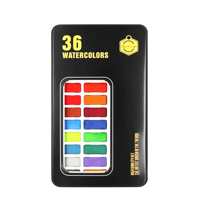 36Pcs Water Colors With Tin Box