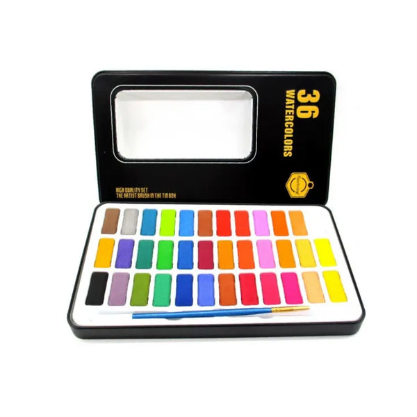 36Pcs Water Colors With Tin Box