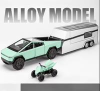 1:24 Diecast Tesla Pickup Truck Model With Trailer