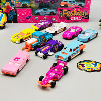 10Pcs Barbie Mini Diecast Inertial Cars Set