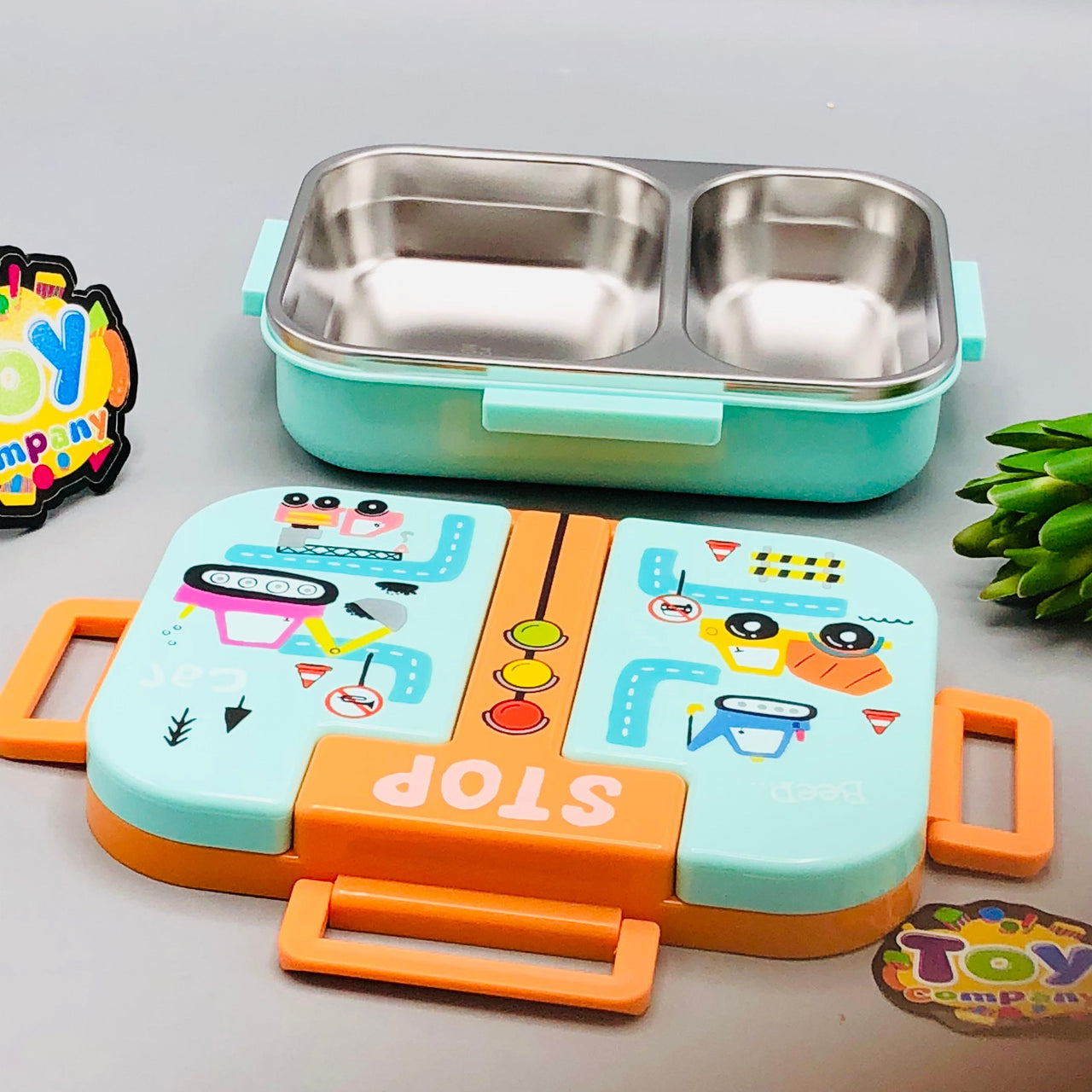 600ml Kids Traffic Themed Stainless Steel Lunch Box
